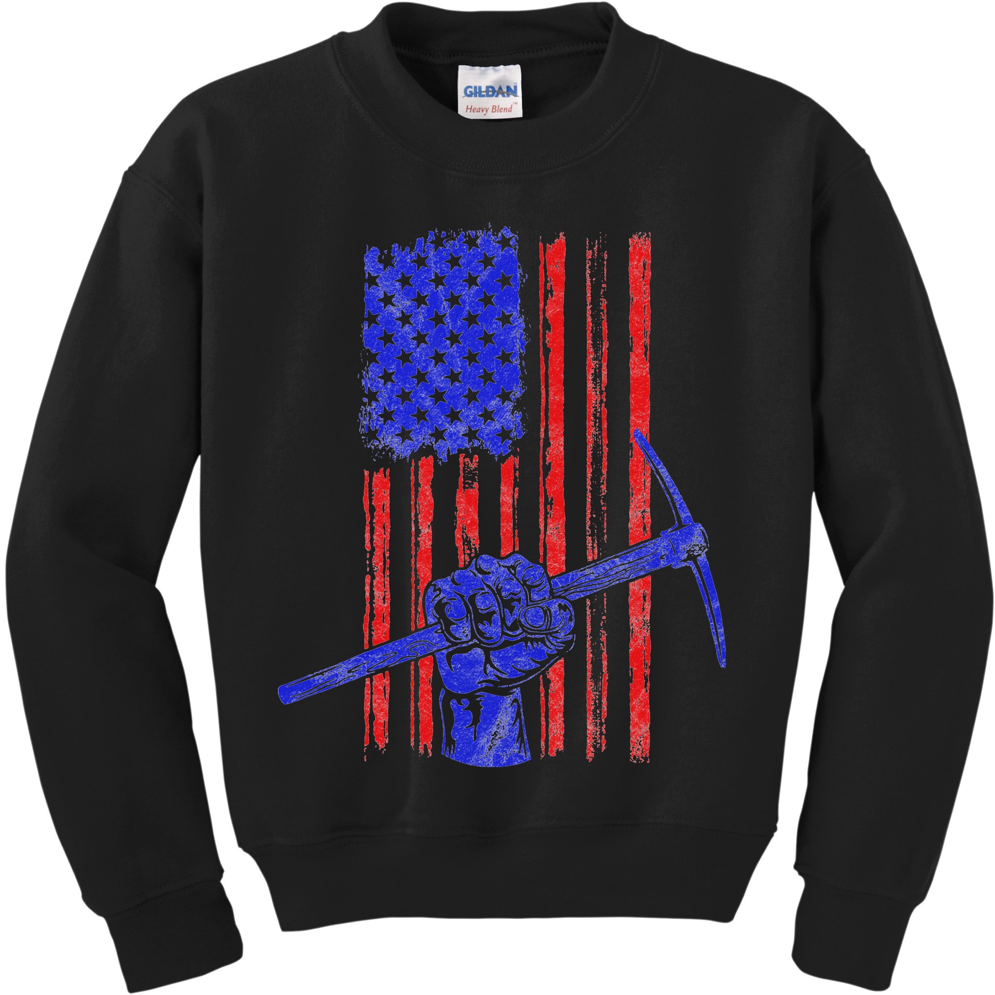 Miner American Flag Mining Gift Pick Usa Patriotic Kids Sweatshirt