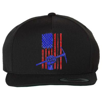 Miner American Flag Mining Gift Pick Usa Patriotic Wool Snapback Cap