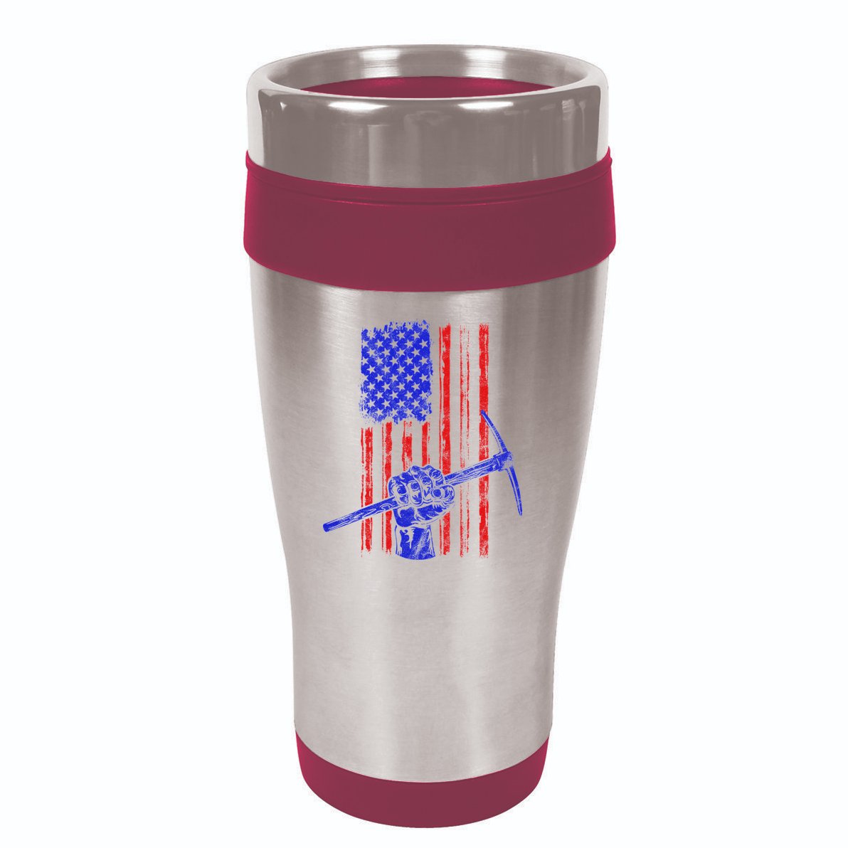 Miner American Flag Mining Gift Pick Usa Patriotic 16oz Travel Tumbler