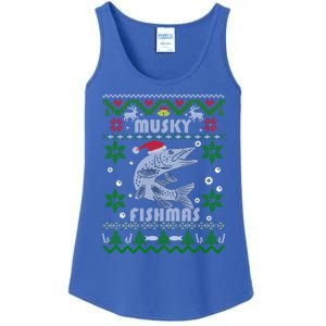 Muskie Angler Fishmas Musky Fishing Funny Gift Ugly Christmas Gift Ladies Essential Tank