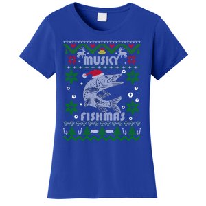 Muskie Angler Fishmas Musky Fishing Funny Gift Ugly Christmas Gift Women's T-Shirt