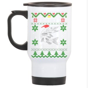 Muskie Angler Fishmas Musky Fishing Funny Gift Ugly Christmas Gift Stainless Steel Travel Mug