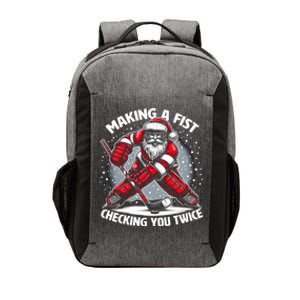 Making A Fist Checking You Twice Ugly Christmas Santa Hockey Gift Vector Backpack