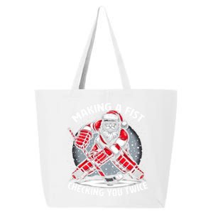 Making A Fist Checking You Twice Ugly Christmas Santa Hockey Gift 25L Jumbo Tote