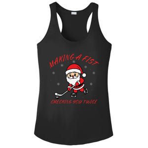 Making A Fist Checking You Twice Ice Hockey Xmas Snowflakes Ladies PosiCharge Competitor Racerback Tank