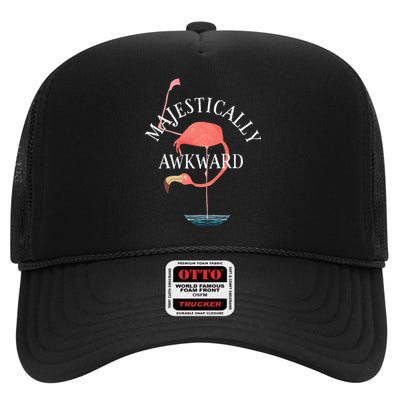 Majestically Awkward Flamingo High Crown Mesh Back Trucker Hat