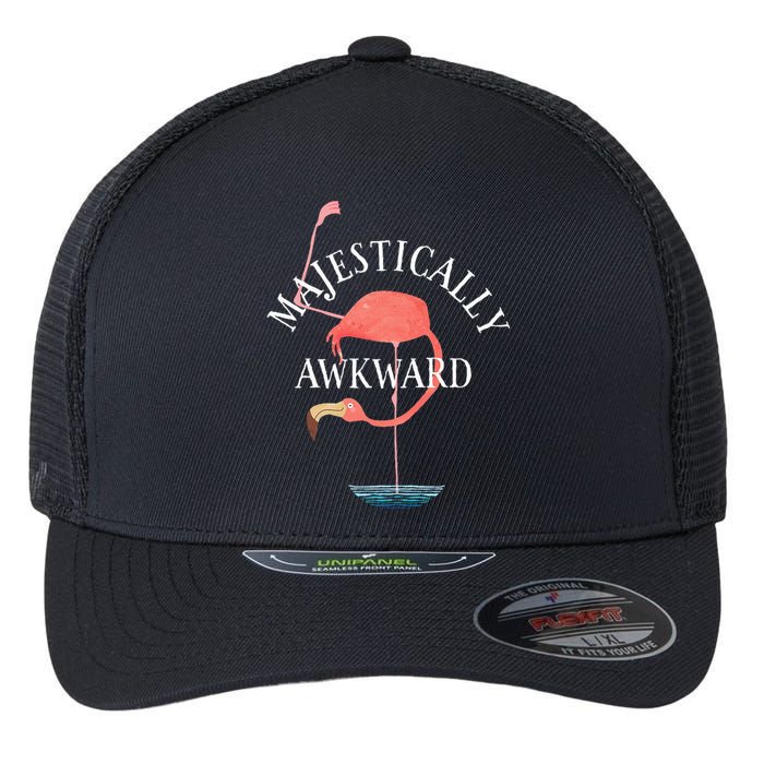 Majestically Awkward Flamingo Flexfit Unipanel Trucker Cap