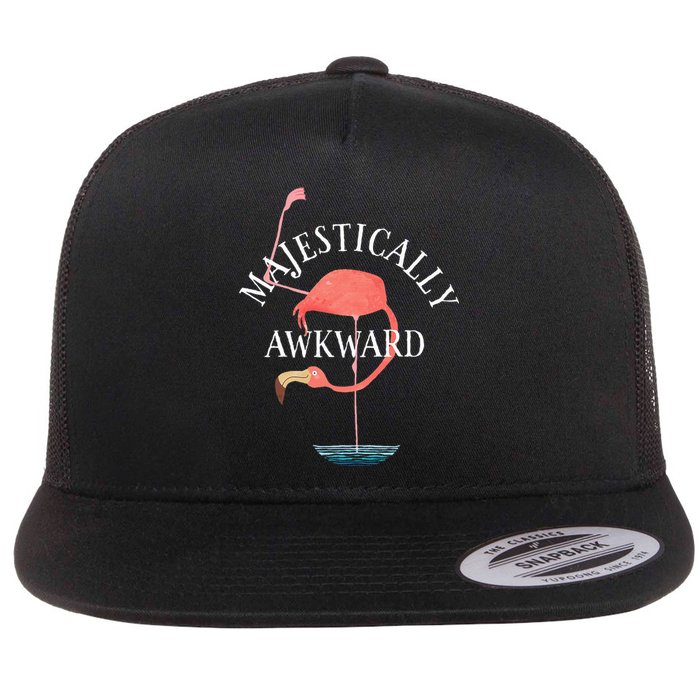 Majestically Awkward Flamingo Flat Bill Trucker Hat