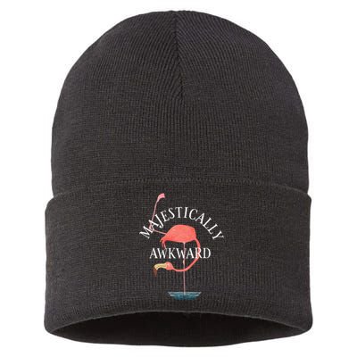 Majestically Awkward Flamingo Sustainable Knit Beanie