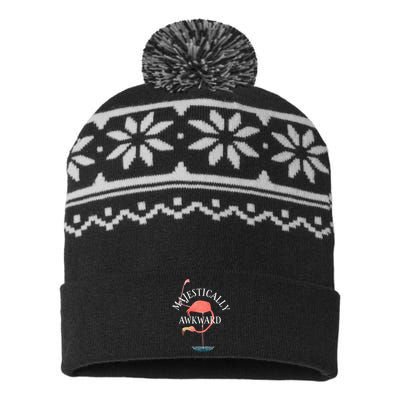 Majestically Awkward Flamingo USA-Made Snowflake Beanie