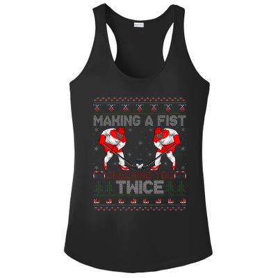 Making A Fist Checking You Twice Ugly Ice Hockey Christmas Ladies PosiCharge Competitor Racerback Tank