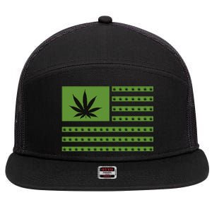 Marijuana American Flag 7 Panel Mesh Trucker Snapback Hat