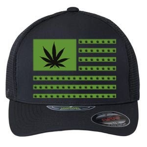 Marijuana American Flag Flexfit Unipanel Trucker Cap