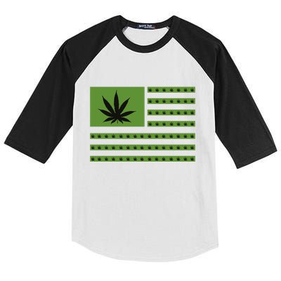 Marijuana American Flag Kids Colorblock Raglan Jersey