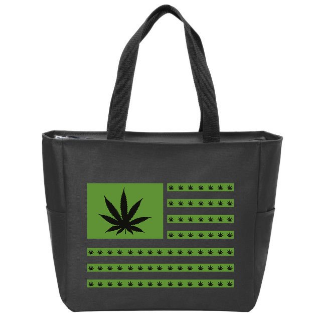 Marijuana American Flag Zip Tote Bag
