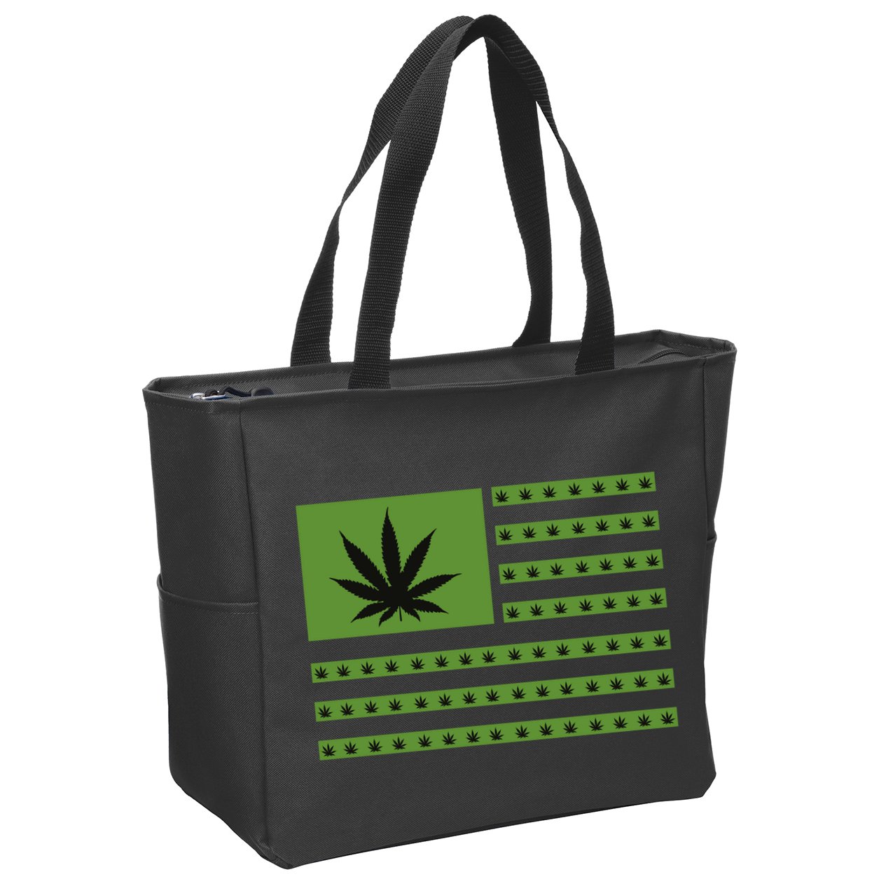 Marijuana American Flag Zip Tote Bag