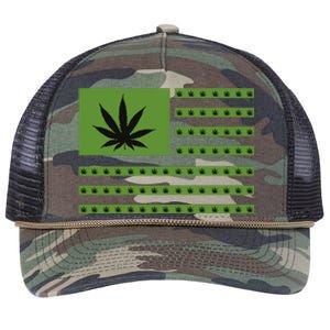 Marijuana American Flag Retro Rope Trucker Hat Cap