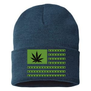 Marijuana American Flag Sustainable Knit Beanie