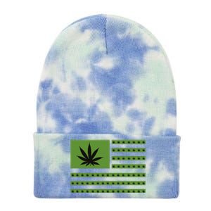 Marijuana American Flag Tie Dye 12in Knit Beanie