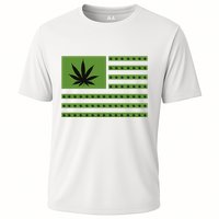 Marijuana American Flag Cooling Performance Crew T-Shirt
