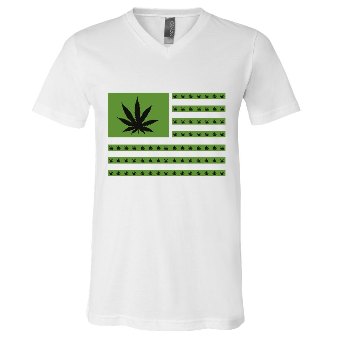 Marijuana American Flag V-Neck T-Shirt