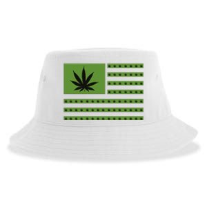 Marijuana American Flag Sustainable Bucket Hat