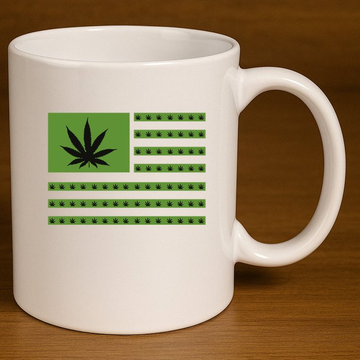 Marijuana American Flag 11oz C Handle Ceramic Mug