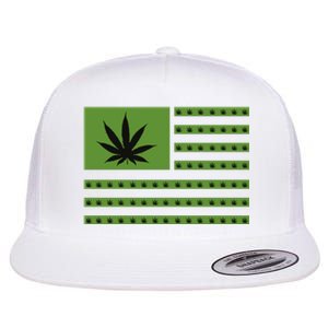 Marijuana American Flag Flat Bill Trucker Hat