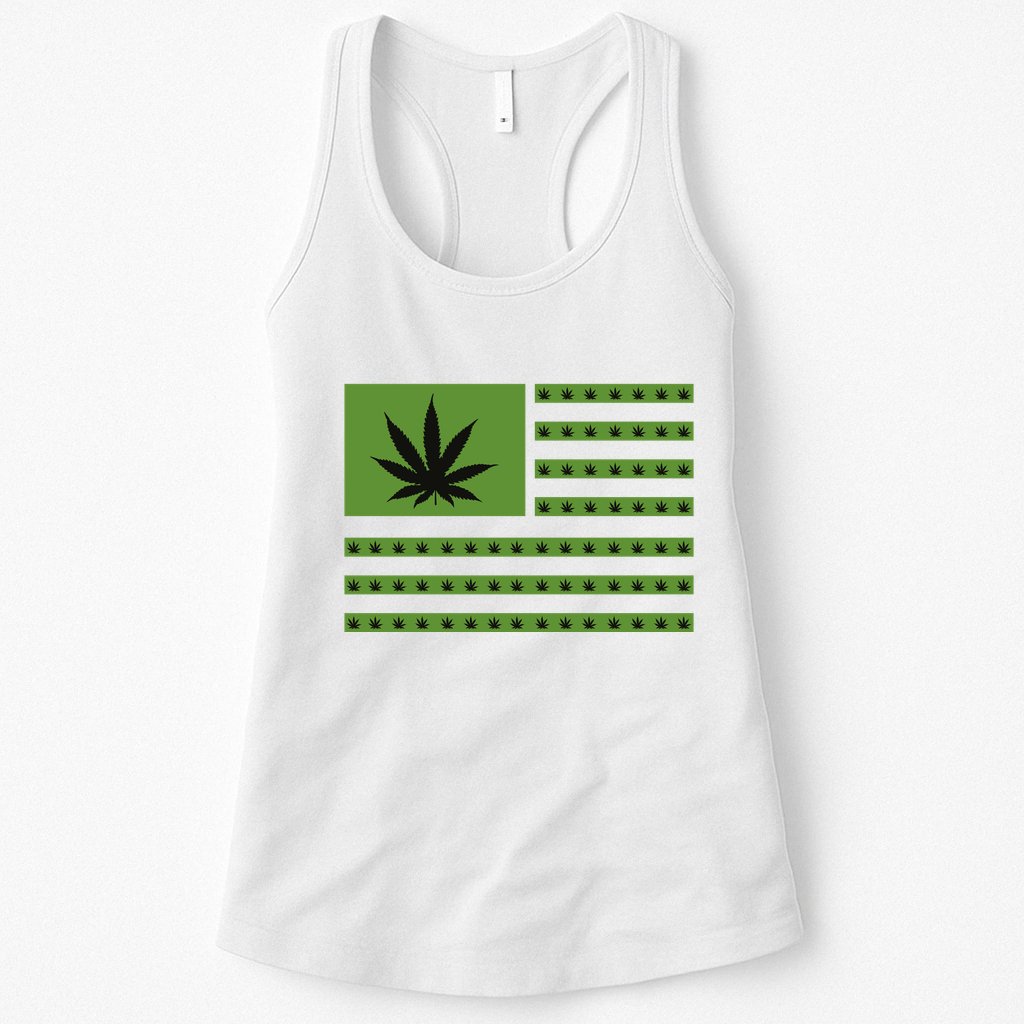 Marijuana American Flag Womens Tank Top