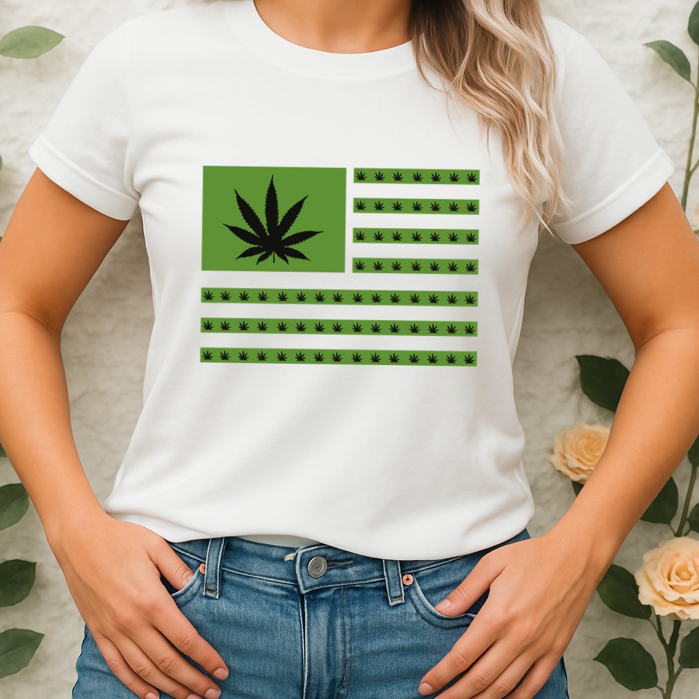 Marijuana American Flag Womens T-Shirt