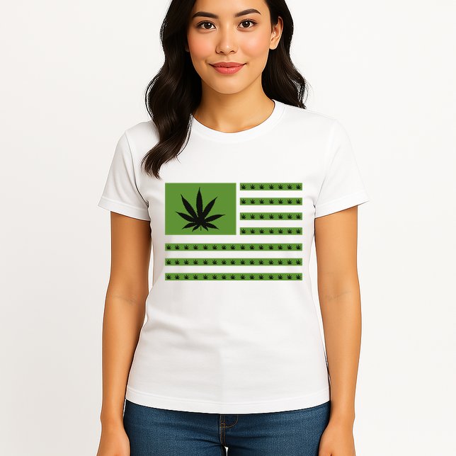 Marijuana American Flag Womens T-Shirt