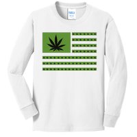 Marijuana American Flag Kids Long Sleeve Shirt