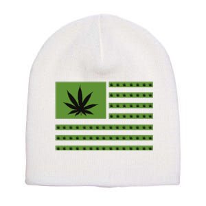 Marijuana American Flag Short Acrylic Beanie