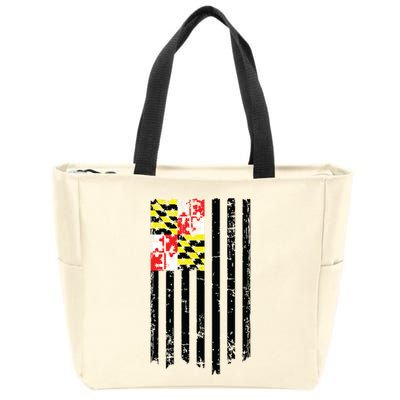 Maryland American Flag Zip Tote Bag