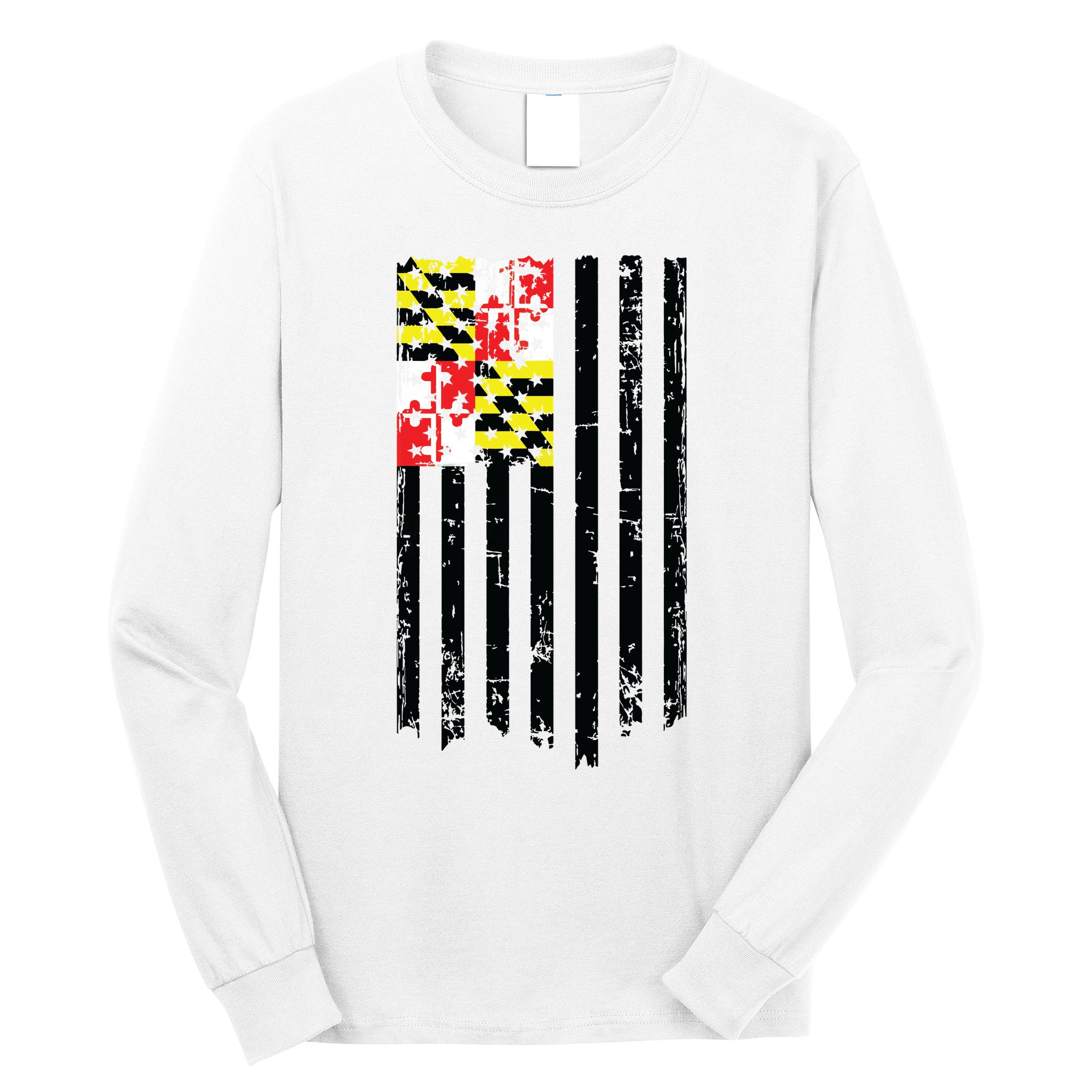 Maryland American Flag Long Sleeve Shirt