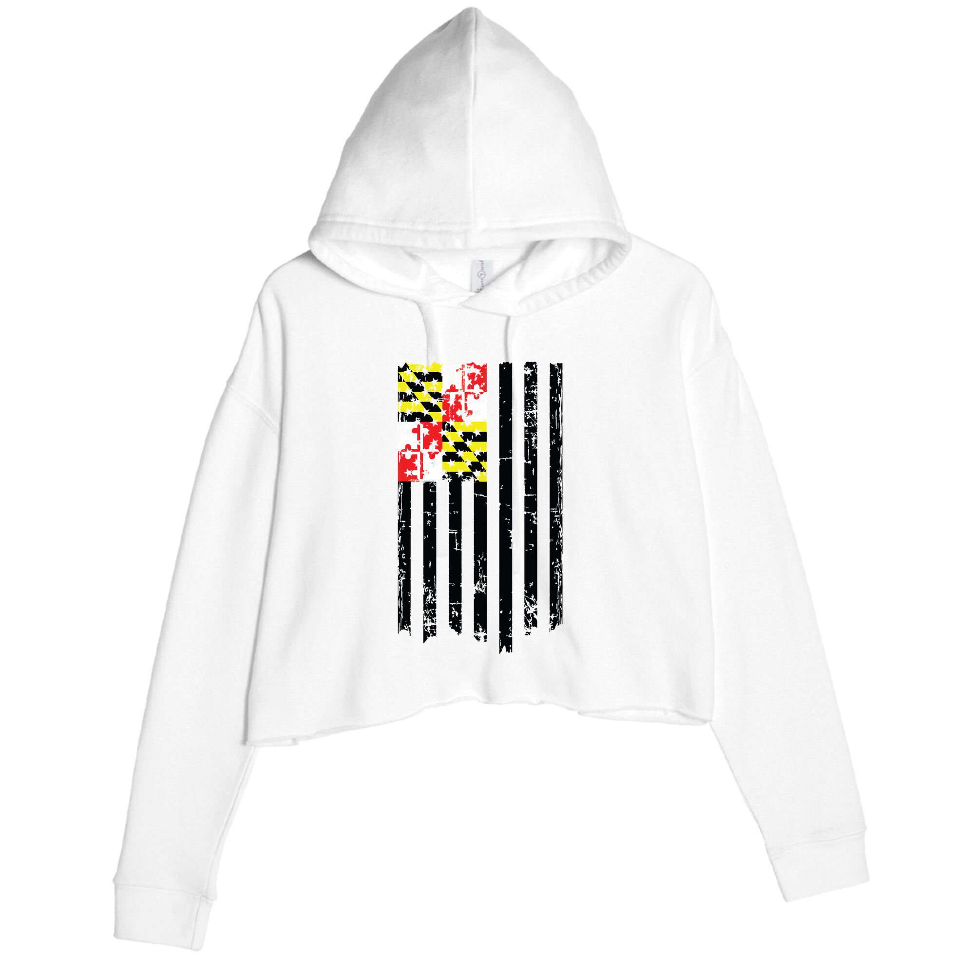 Maryland American Flag Crop Fleece Hoodie