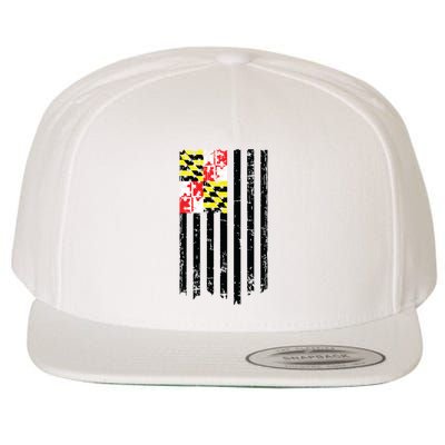 Maryland American Flag Wool Snapback Cap