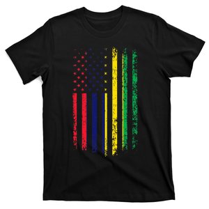 Mauritian American Flag Republic Of Mauritius Roots T-Shirt