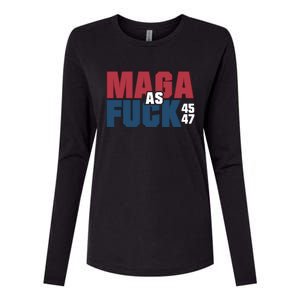 Maga As Fuck | Donald Trump 45 47 President Make America Great Again Womens Cotton Relaxed Long Sleeve T-Shirt