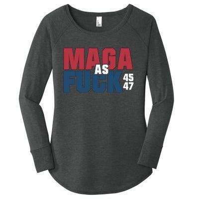 Maga As Fuck | Donald Trump 45 47 President Make America Great Again Women's Perfect Tri Tunic Long Sleeve Shirt