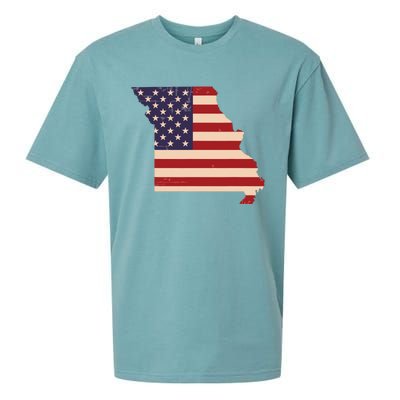 Missouri American Flag Vintage Sueded Cloud Jersey T-Shirt