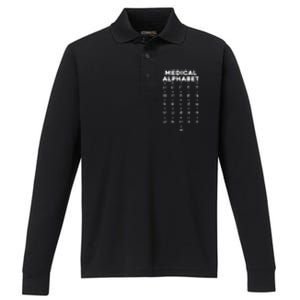 Medical Alphabet Funny For Doctors Nurses Chemists Performance Long Sleeve Polo