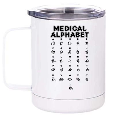 Medical Alphabet Funny For Doctors Nurses Chemists 12 oz Stainless Steel Tumbler Cup