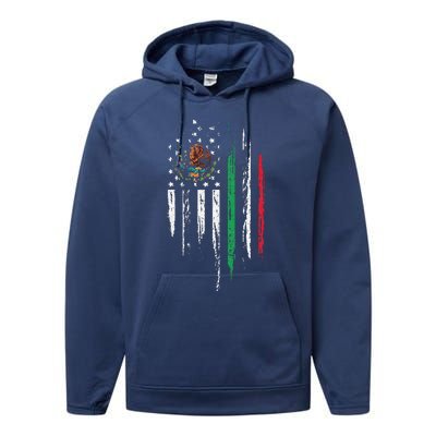 Mexican American Flag Combo Mexico USA Cinco De Mayo Gift Performance Fleece Hoodie