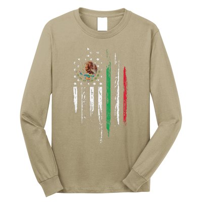 Mexican American Flag Combo Mexico USA Cinco De Mayo Gift Long Sleeve Shirt