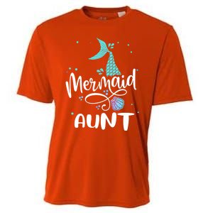 Mermaid Aunt Funny Aunt Family Matching Party Squad Gift Cooling Performance Crew T-Shirt