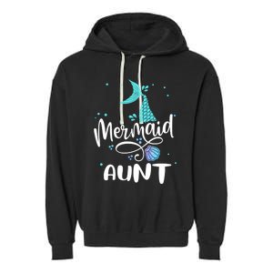 Mermaid Aunt Funny Aunt Family Matching Party Squad Gift Garment-Dyed Fleece Hoodie