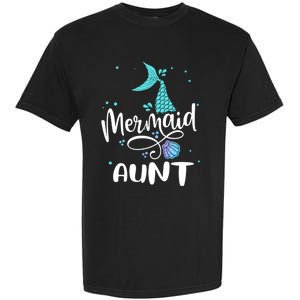 Mermaid Aunt Funny Aunt Family Matching Party Squad Gift Garment-Dyed Heavyweight T-Shirt