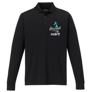 Mermaid Aunt Funny Aunt Family Matching Party Squad Gift Performance Long Sleeve Polo