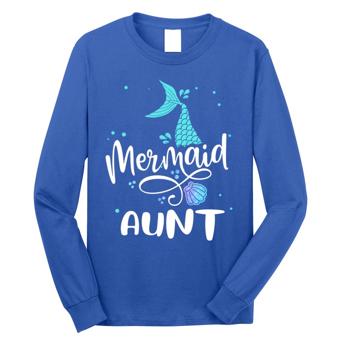 Mermaid Aunt Funny Aunt Family Matching Party Squad Gift Long Sleeve Shirt